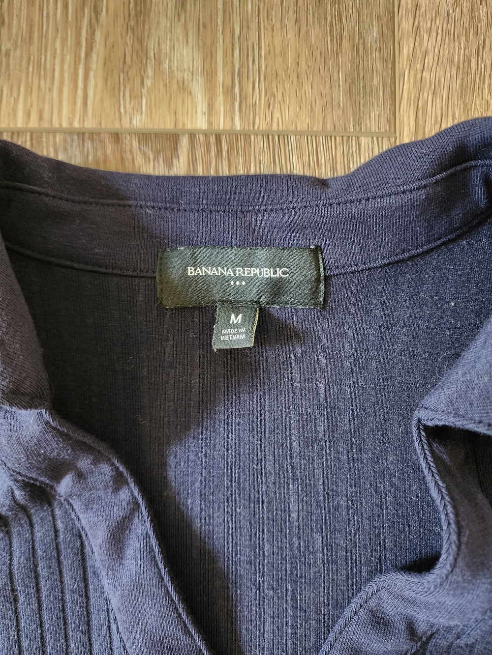 Banana Republic Navy Ribbed Button-Up Collared Top - Picture 2 of 3